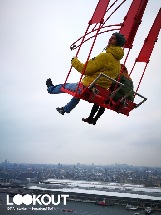 This is the swing at the top of the Adam Tower that swings over the edle of the b uilding