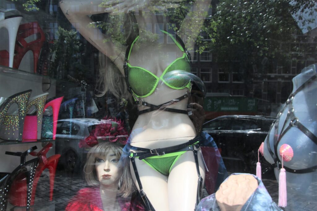 INterior of the lingerie shop in one of Amsterdam's Narrowest houses