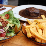 Steak, fris and salad at Restaurant Loetje