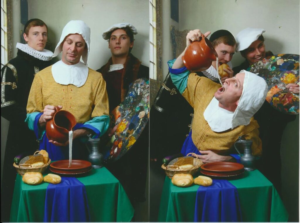 Mark and his nephews at a dress up photo shoot as characters from famous Dutch paintings.