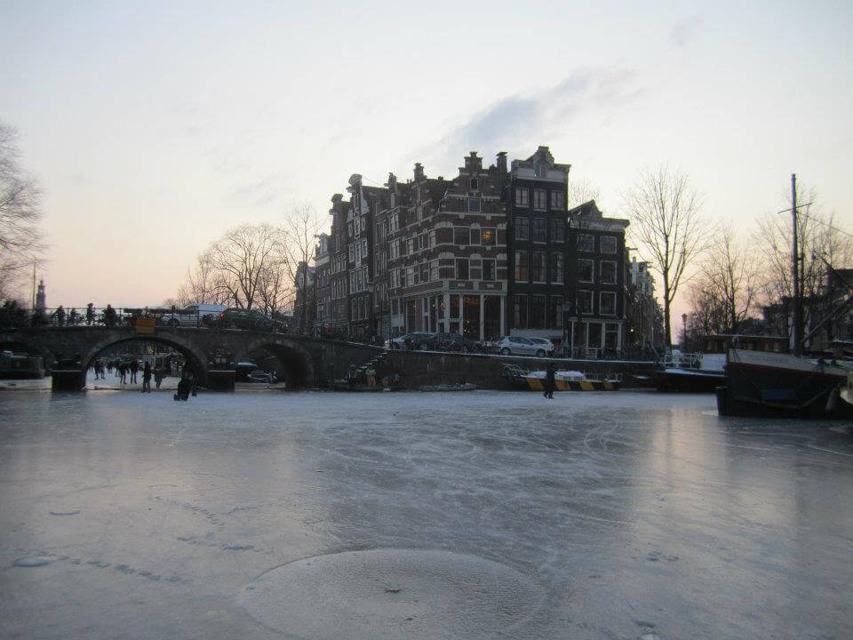 One of Amsterdam's best views, Papeneiland photograped from on the canal when it was frozen